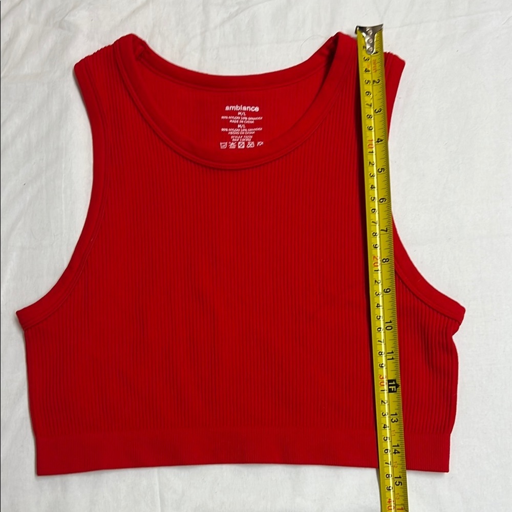 Ambiance Red Fitted Crop Tank Top - Picture 2 of 4